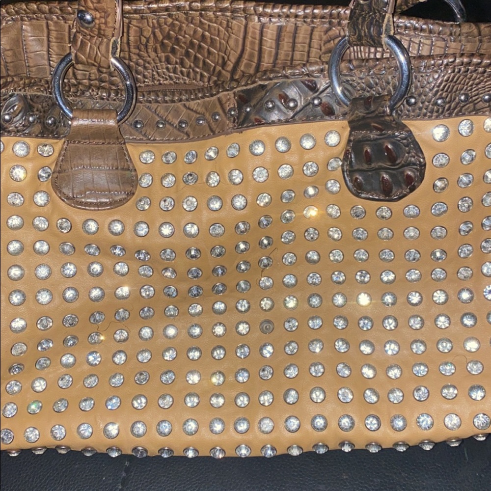 Rhinestone faux snake textured bag 🐍